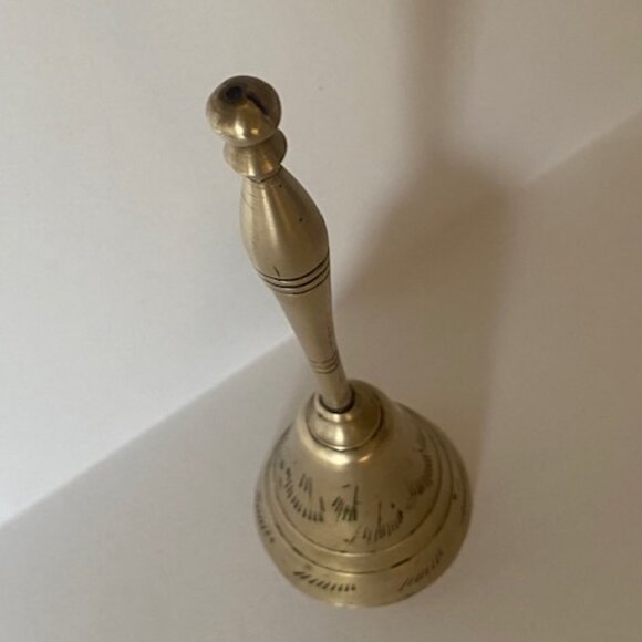 Vintage Brass Bell Etched. 6 Inch. Great tone - Picture 4 of 7